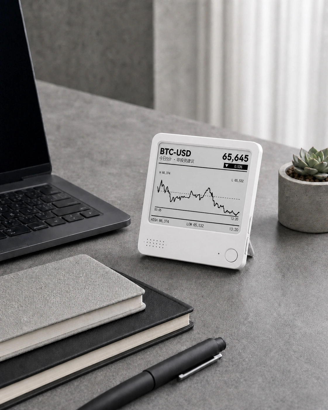 パソコンの横でビットコイン価格チャートを表示するNOTE4